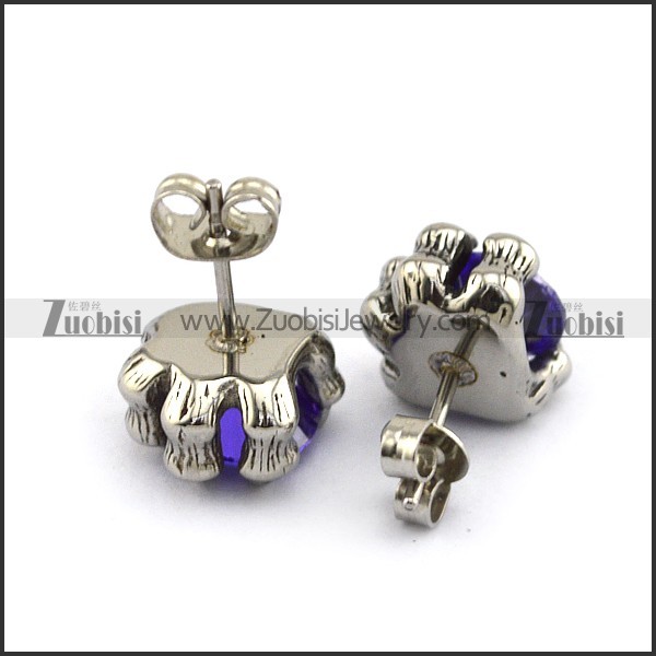 Clear Purple Facted Zircon Claw Earring -e000403