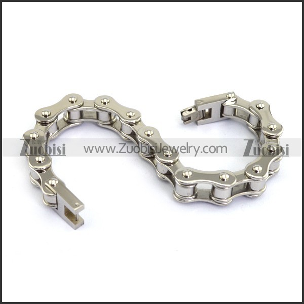 Shiny Silver Stainless Steel Bicycle Chain Bracelet b004515