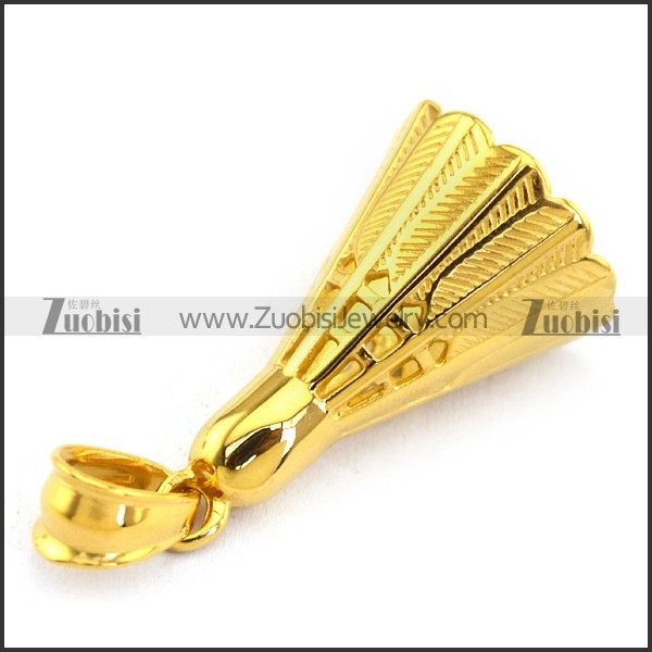 Stainless Steel Shuttlecock Pendant in 24K Plating p003373