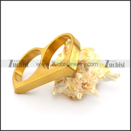 gold plated double finger ring for men in stainless steel r004710