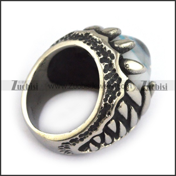 Huge Blue Eye Ball Ring in Stainless Steel for Motorcycle Bikers -r000734
