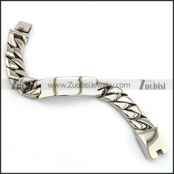 Heavy Sturdy Stainless Steel Bracelet with Safe Durable Closure b004689