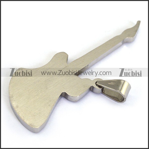silver stainless steel guitar pendant with 9 rhinestones p001232