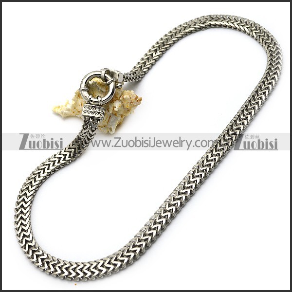 Herringbone Stainless Steel Chain Necklace with Mirror Finishing in 18.4 inch long 8mm wide n002153
