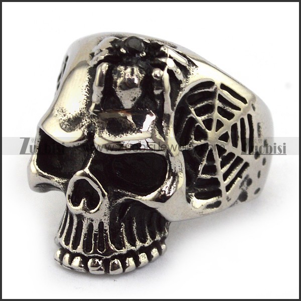 spider net skull ring r001574