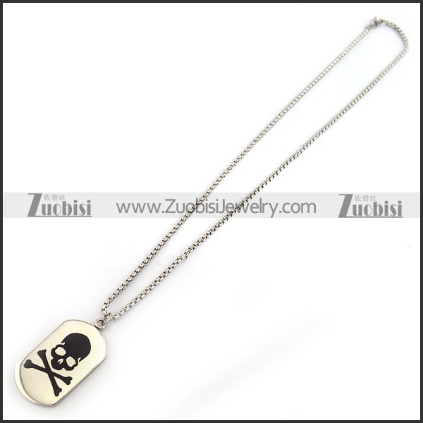 Black Skullbone Dog Tag Chain n001305