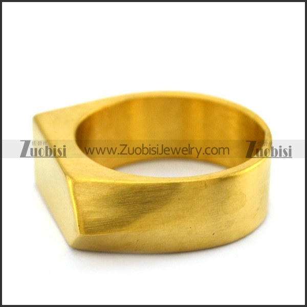 golden blank stainless steel signet ring r004695