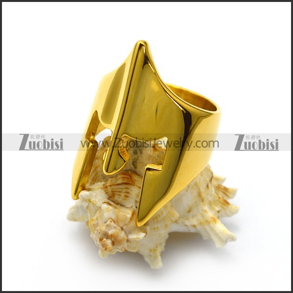 18k gold plating stainless steel spartan helmet ring r005058