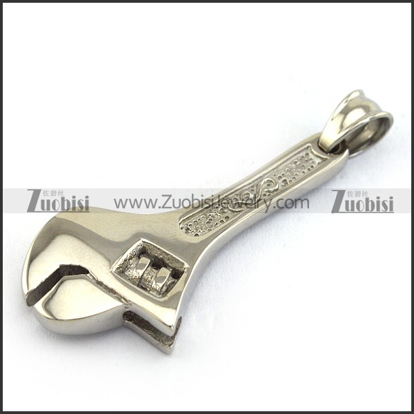 Silver Stainless Steel Wrench Pendant p003374