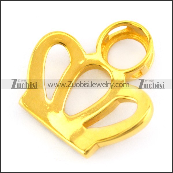 Gold Plating Crown Pendant with Clear Rhinestones p005539