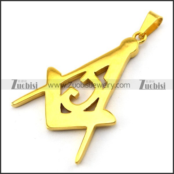 Golden Stainless Steel Masonic Pendant p004880