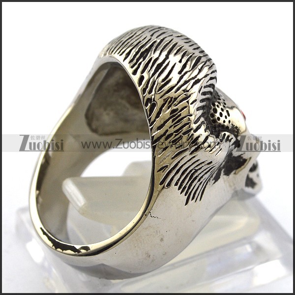 Ruby Skull Ring with Beautiful Hair r004307