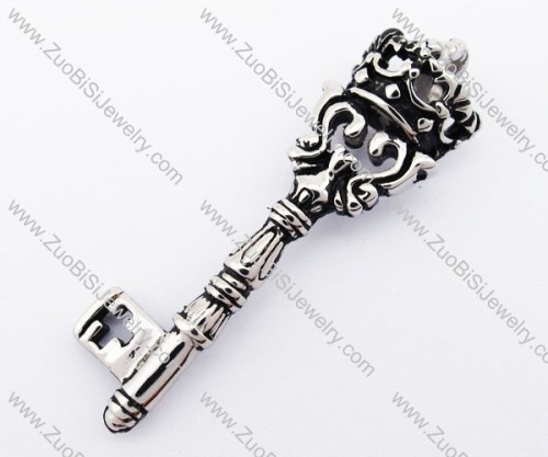 Stainless Steel Crown Key Pendant - JP420021