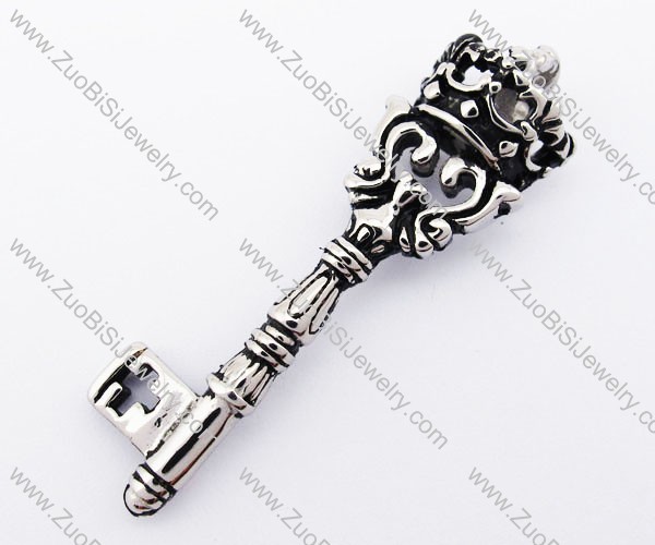 Stainless Steel Crown Key Pendant - JP420021