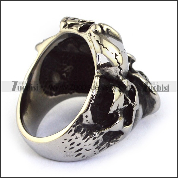 vintage two-headed skull ring r001586
