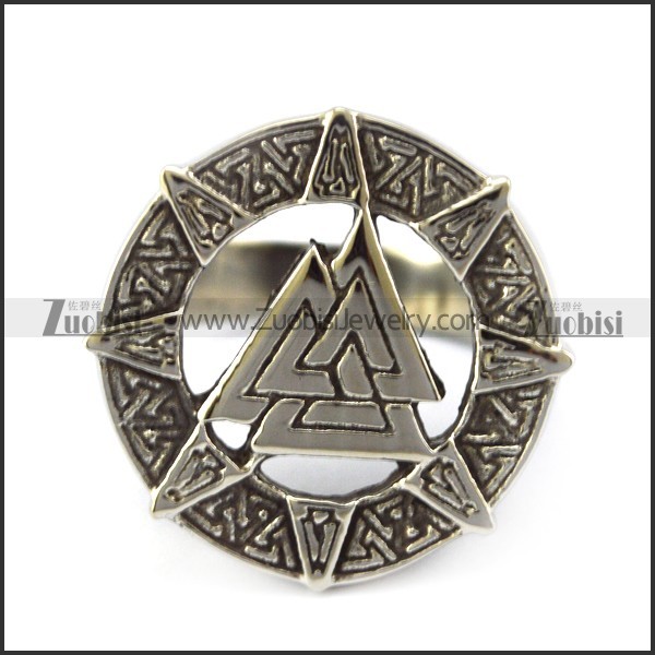 Stainless Steel Viking Ring r004827