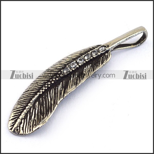 Stainless Steel Casting Feather Charm p003513