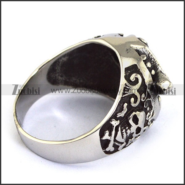 cowboy skull wearing a cap ring r001573