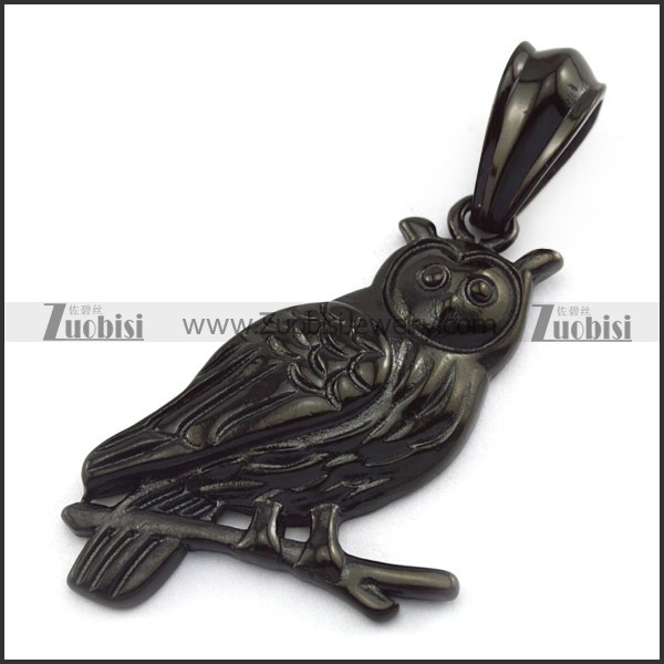 Black Plated Night Owl Pendant p004937
