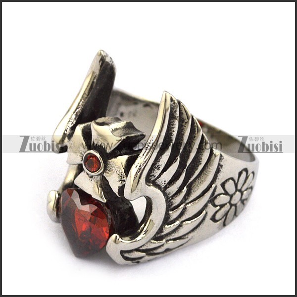 clear red zircon flying angel wing ring r001133