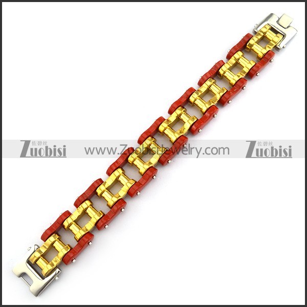 Inner Golden and Outer Red Bicycle Link Chain Bracelet b005114