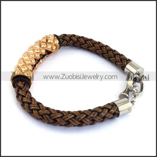 braided leather bracelet with OT buckle b001862
