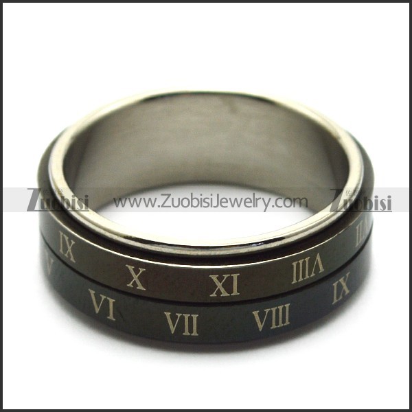 black roman numbers two layers spinner ring r005184