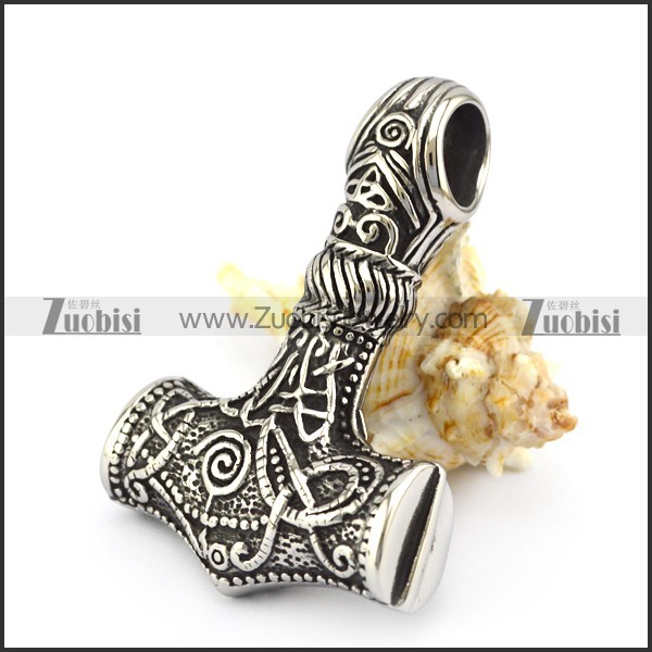 59mm long stainless steel hammer pendant p005513