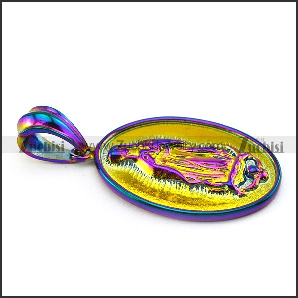 Colorful Tone Kwan-yin Tag Pendant p004924