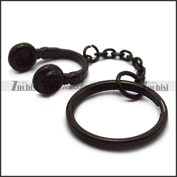Black Head Phone Key Chain k000028