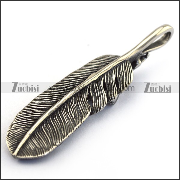 Large Mens Stainless Steel Claw Feather Pendant p003492
