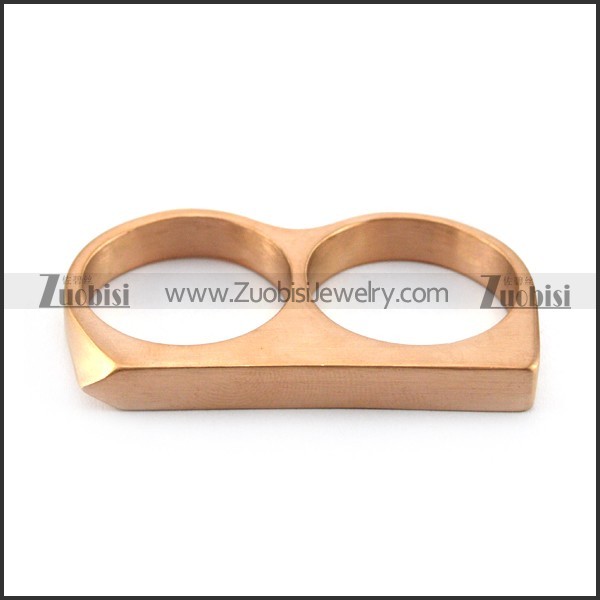 rose gold plated double finger ring for women r004711