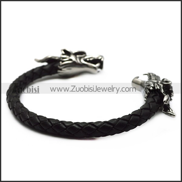 black real leather dragon bangle b007070