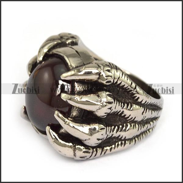 Gruesomeness Red Round Stone Ring with 8 Knife-edged Claws -JR350216