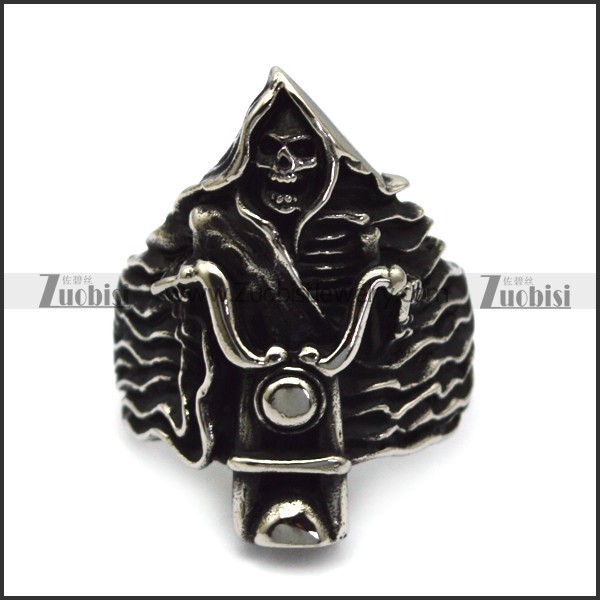 Cool Skull Ride a Motorcycle Ring for Bikers r005139
