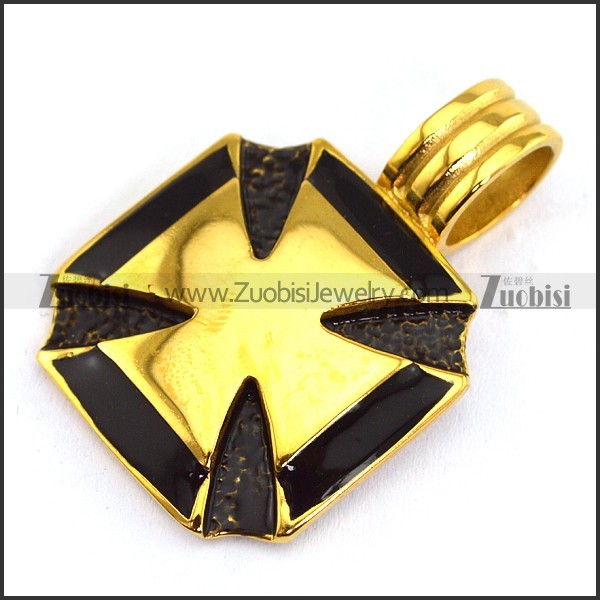 gold stainless steel iron cross pendant p001612