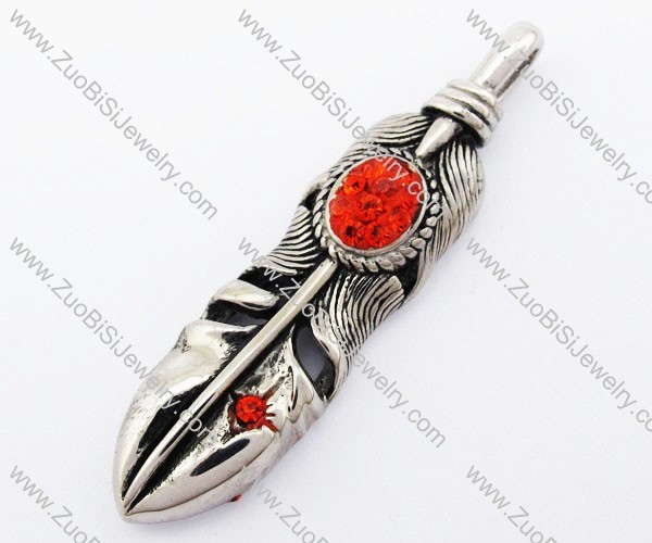 Stainless Steel Cardinal Rhinestone Pendant - JP420031
