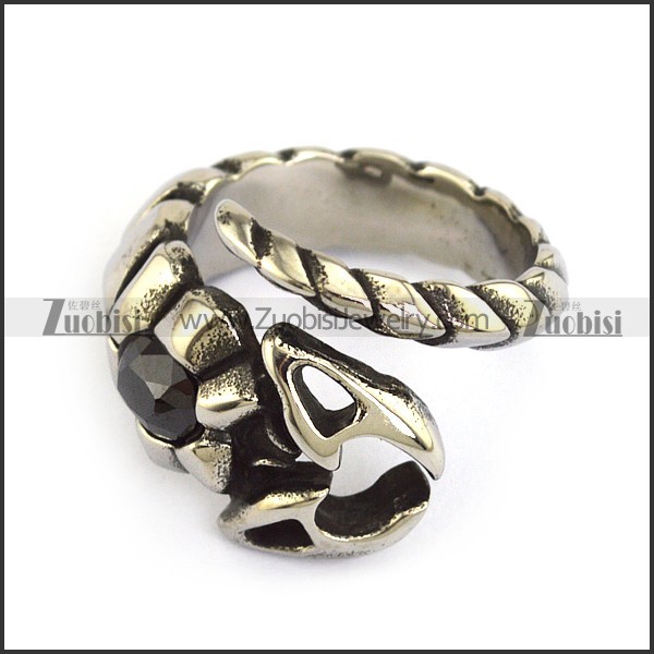 Unique Casting Scorpion Ring in Stainless Steel for Mens with Black Hematite Stone -r001036