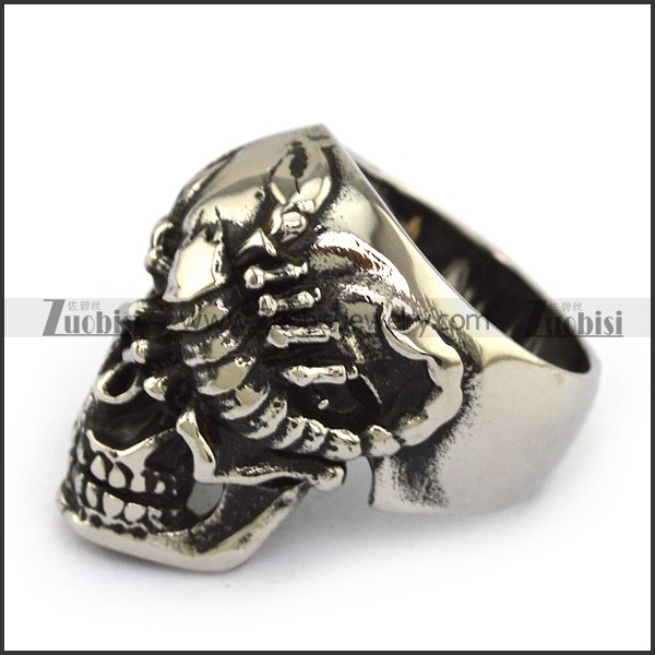Stainless Steel Scorpion Skull Ring - JR350167