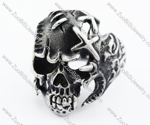 Stainless Steel Skull Ring - JR370003