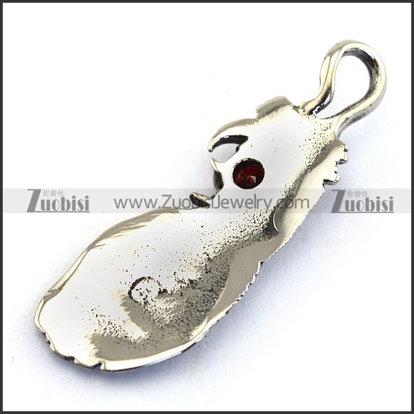 Retro Feather Charm w Clear Red Rhinestone p003476