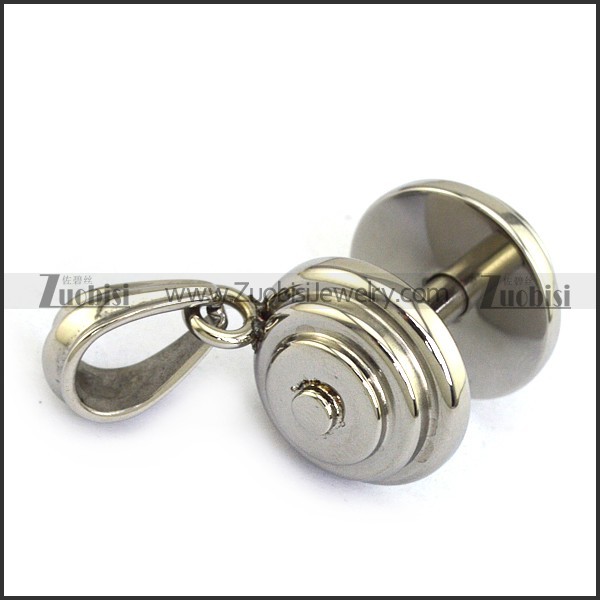 High Polishing Stainless Steel Dumbbell Pendant for Gym Rat p004457