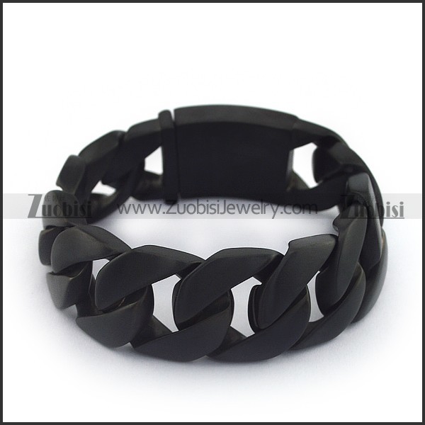 24.5MM Wide Heavy Weight Black Stainless Steel Casting Bracelet for Mens b004869