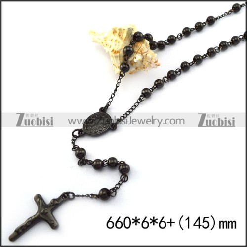 Black Rosary Necklace n001607