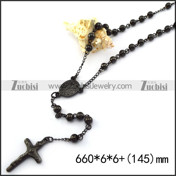 Black Rosary Necklace n001607
