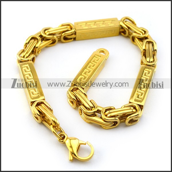 gold plating great wall theme stainless steel bracelet b001560