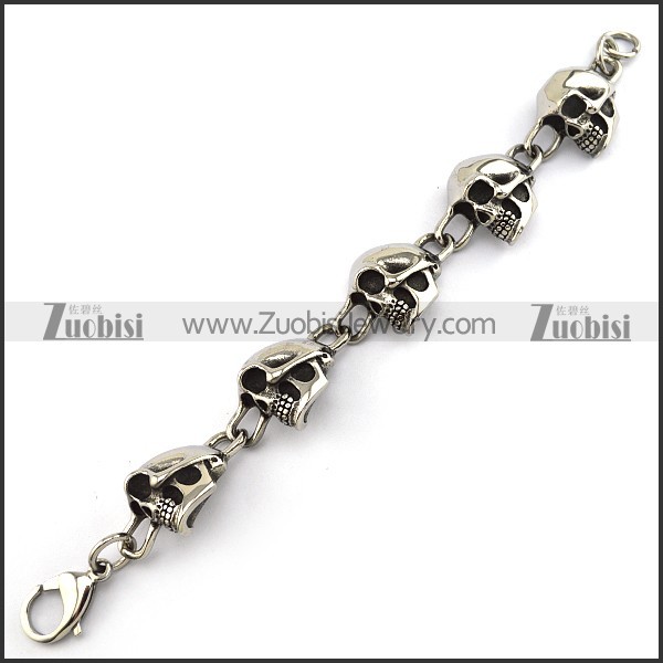 5 Unique Stainless Steel SKull Head Bracelet b005285