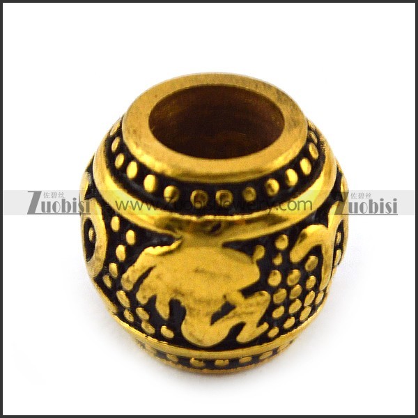 Vintage Gold Big Hole Steel Bead a000411