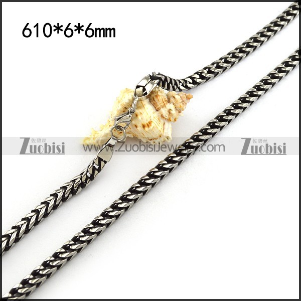 6MM Wide Vintage Round Edge Durable Stainless Steel Franco Link Chain Necklace n001480