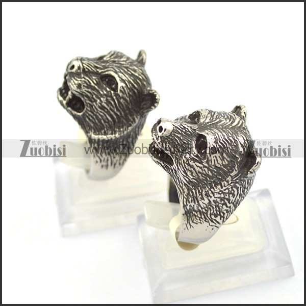 stainless steel bear ring - r000095